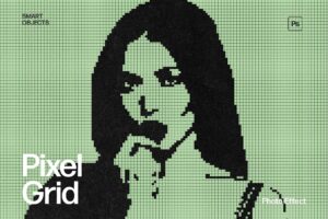 Retro Pixel Grid Photo Effect Template in Photoshop PSD