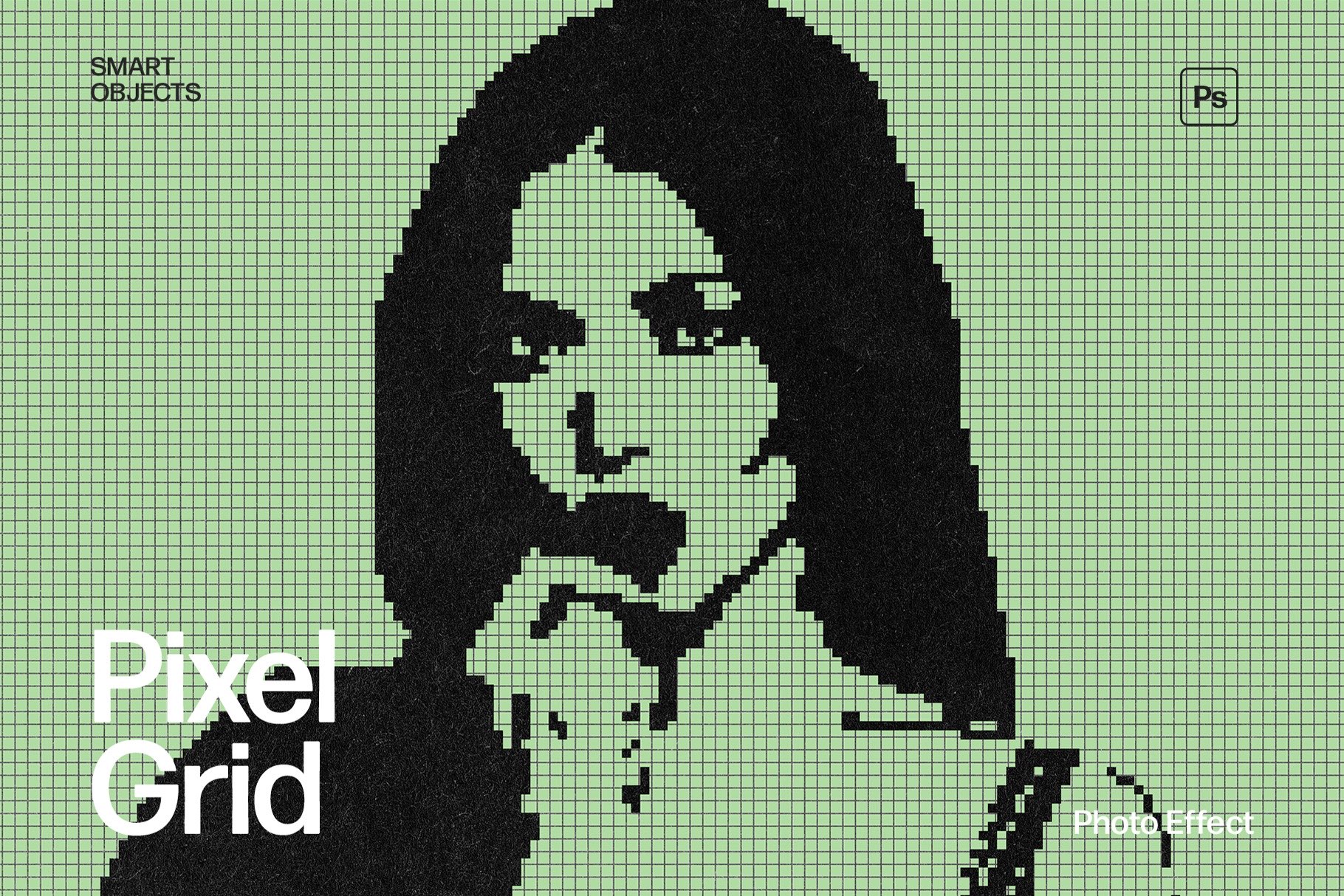 Retro Pixel Grid Photo Effect Template in Photoshop PSD
