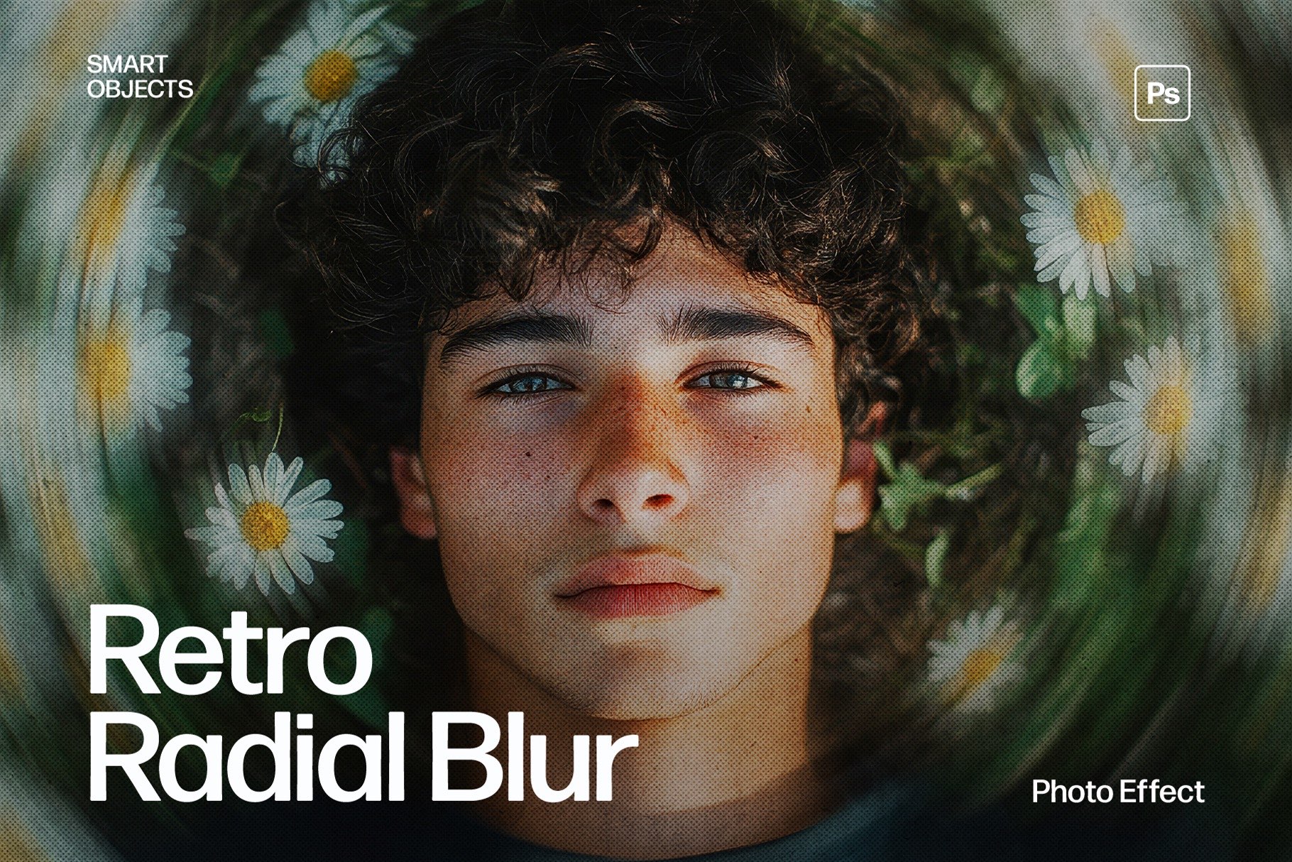 Retro Radial Blur Photo Effect Template in Photoshop PSD