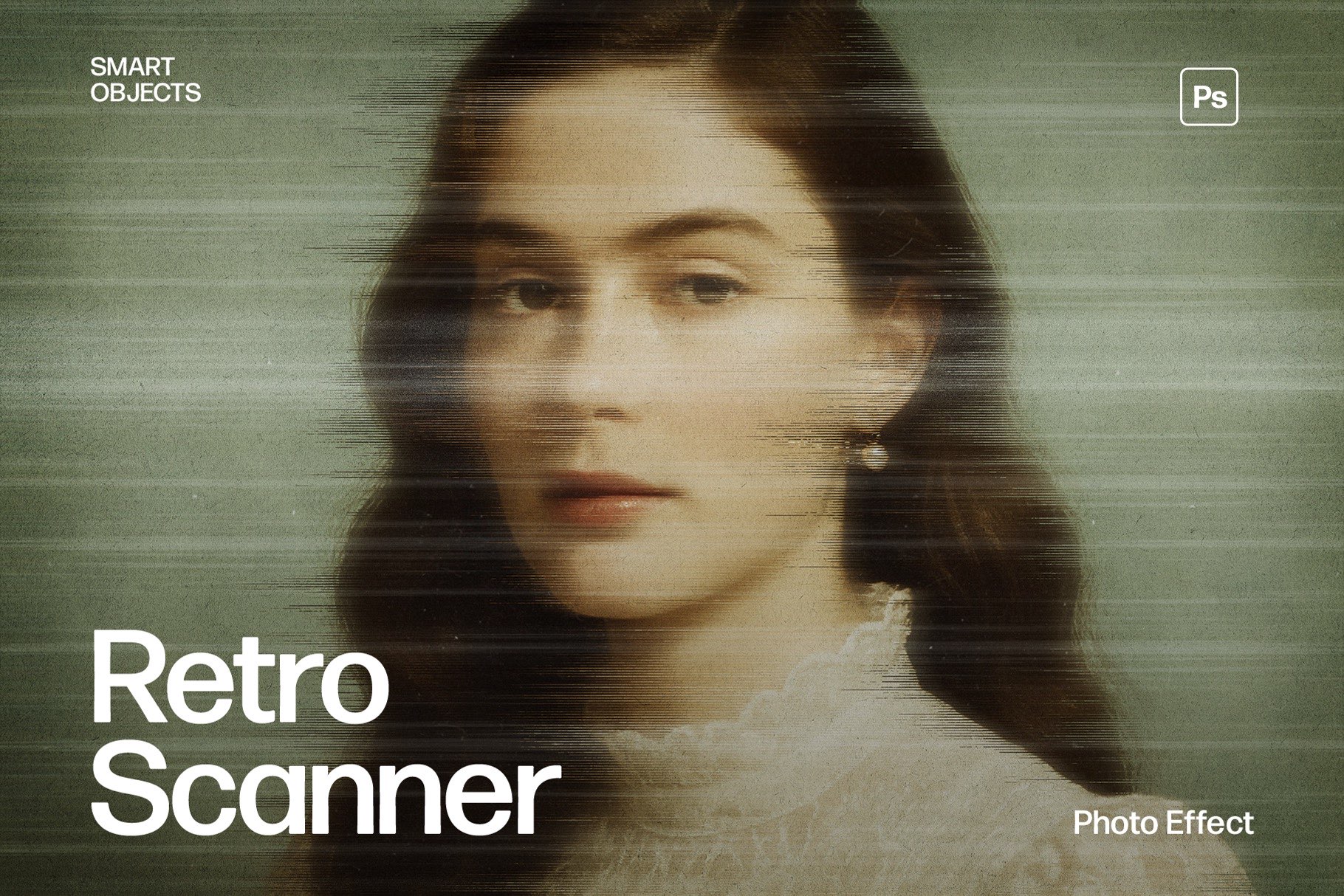 Retro Scanner Photo Effect Template in Photoshop PSD