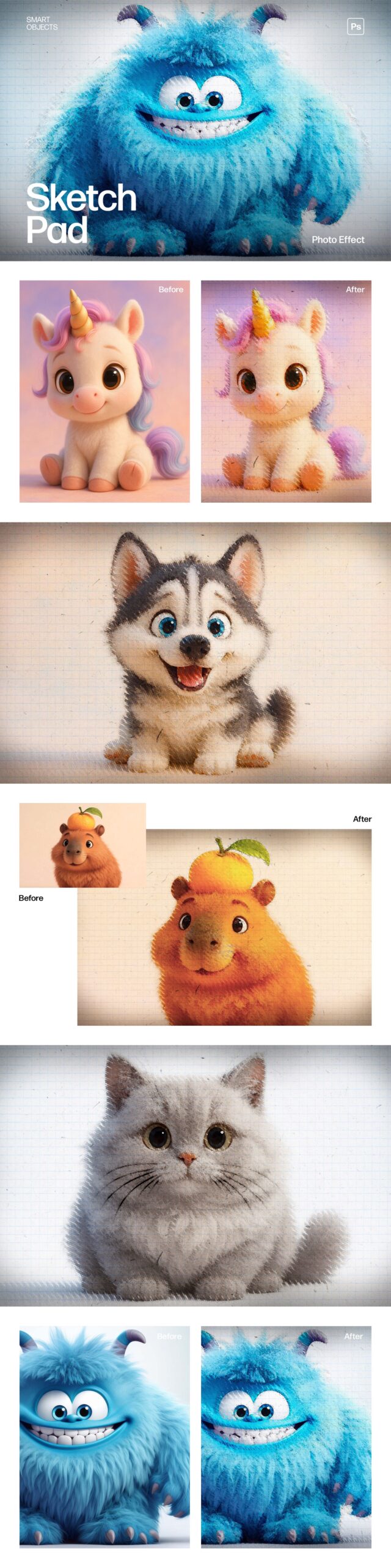 Sketch Pad Photo Effect Template in Photoshop PSD