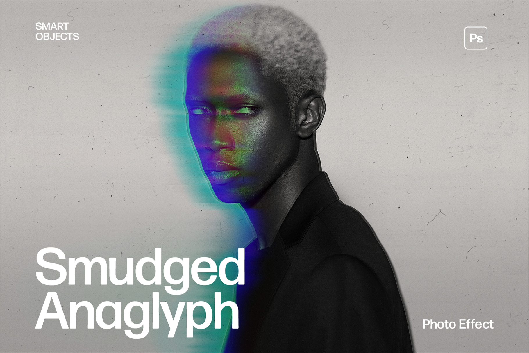 Smudged Anaglyph Photo Effect Template in Photoshop PSD