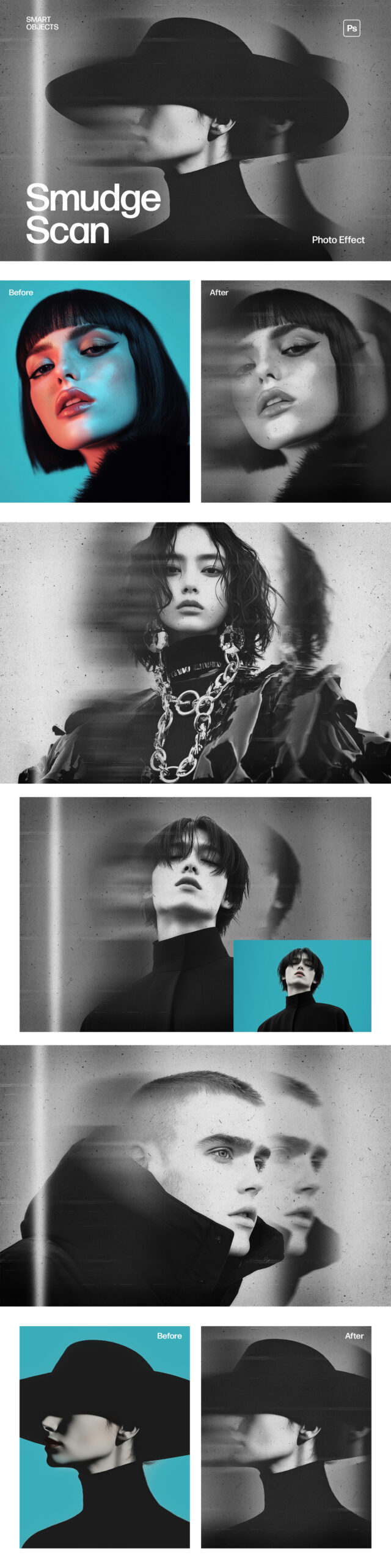 Smudged Scanner Photo Effect Template in Photoshop PSD