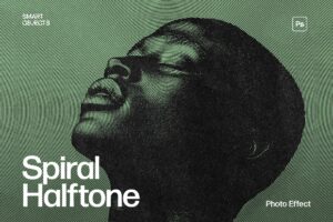Spiral Halftone Photo Effect Template in Photoshop PSD