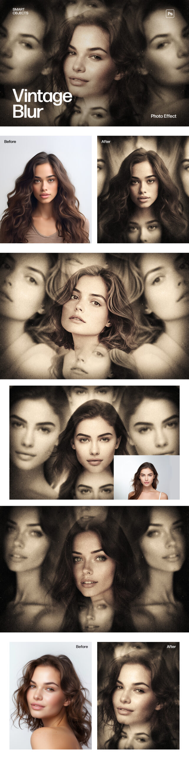 Vintage Blur Prism Photo Effect Template in Photoshop PSD