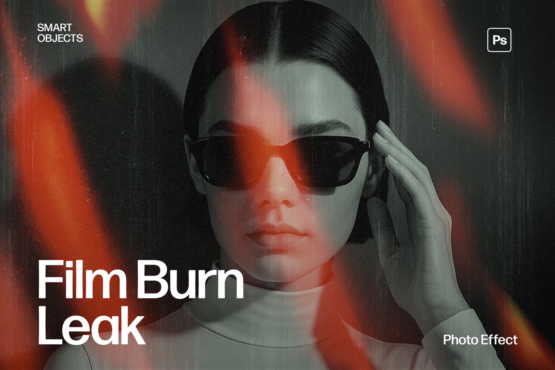 Vintage Film Burn Light Leak Photo Effect Template in Photoshop PSD