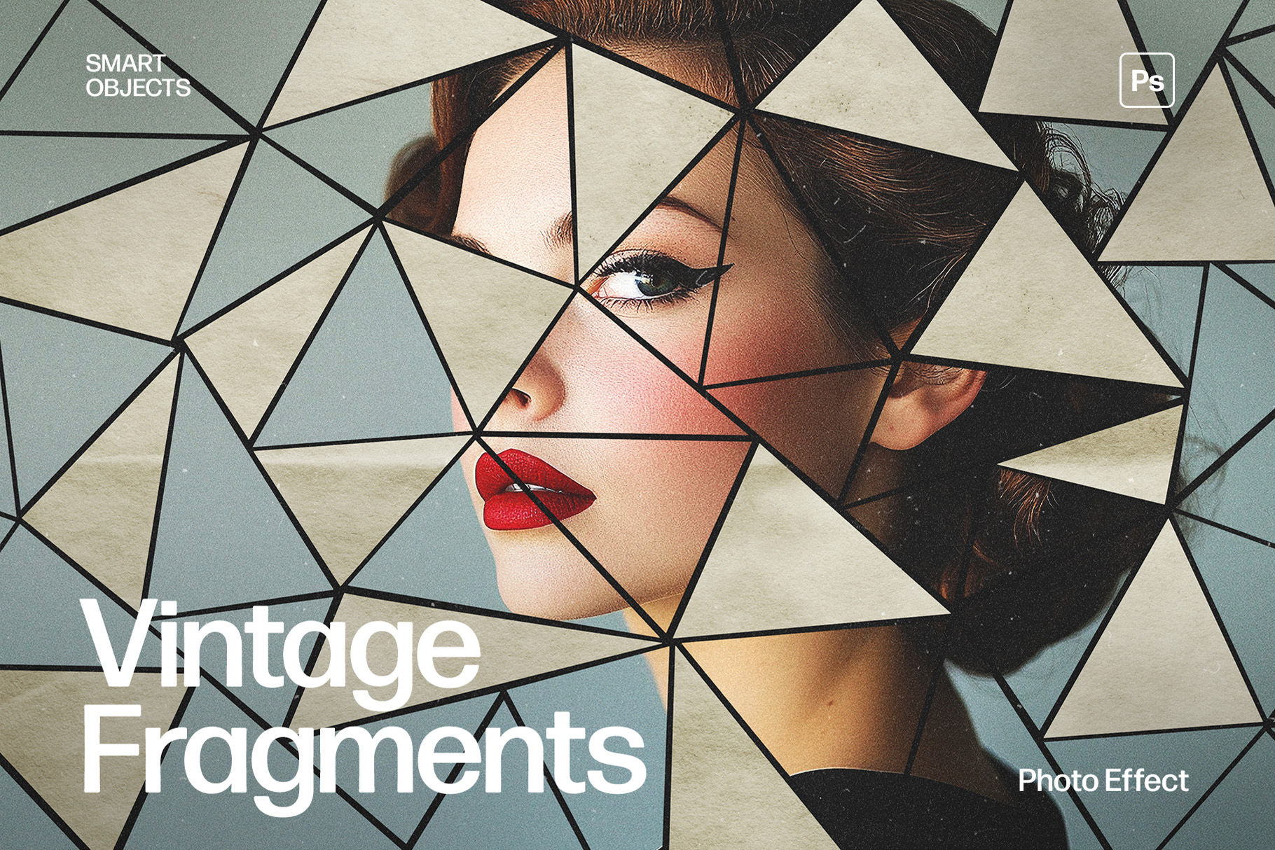 Vintage Fragments Photo Effect Template in Photoshop PSD