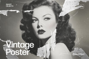 Vintage Poster Effect Mockup Template in Photoshop PSD
