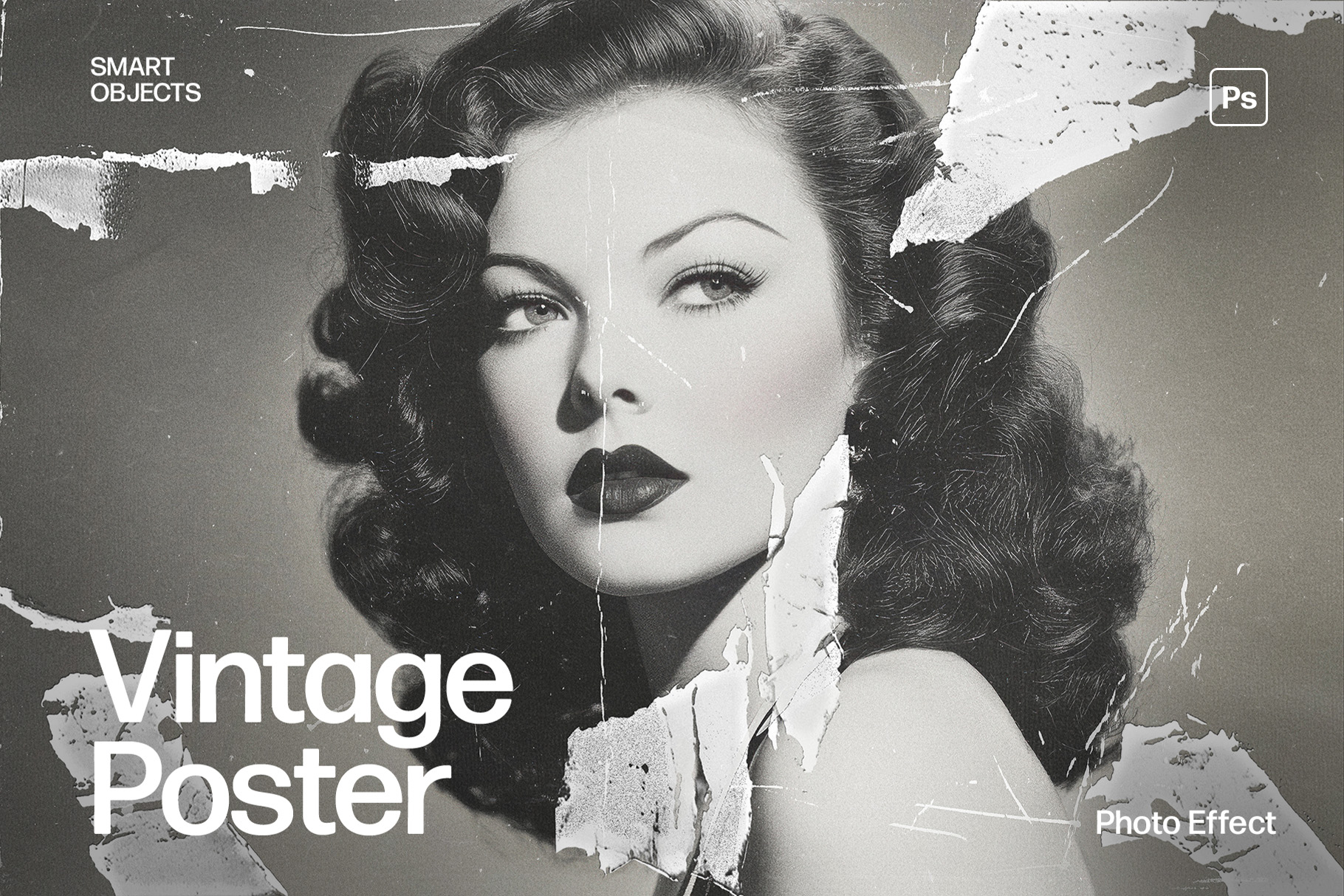 Vintage Poster Effect Mockup Template in Photoshop PSD