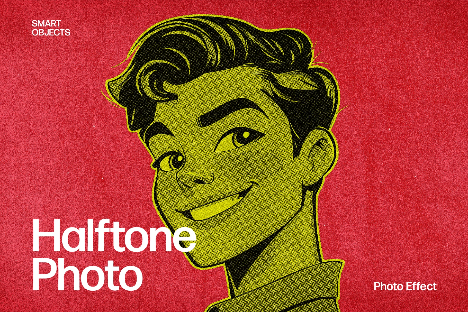 Retro Halftone Comic Portrait Photo Effect Template
