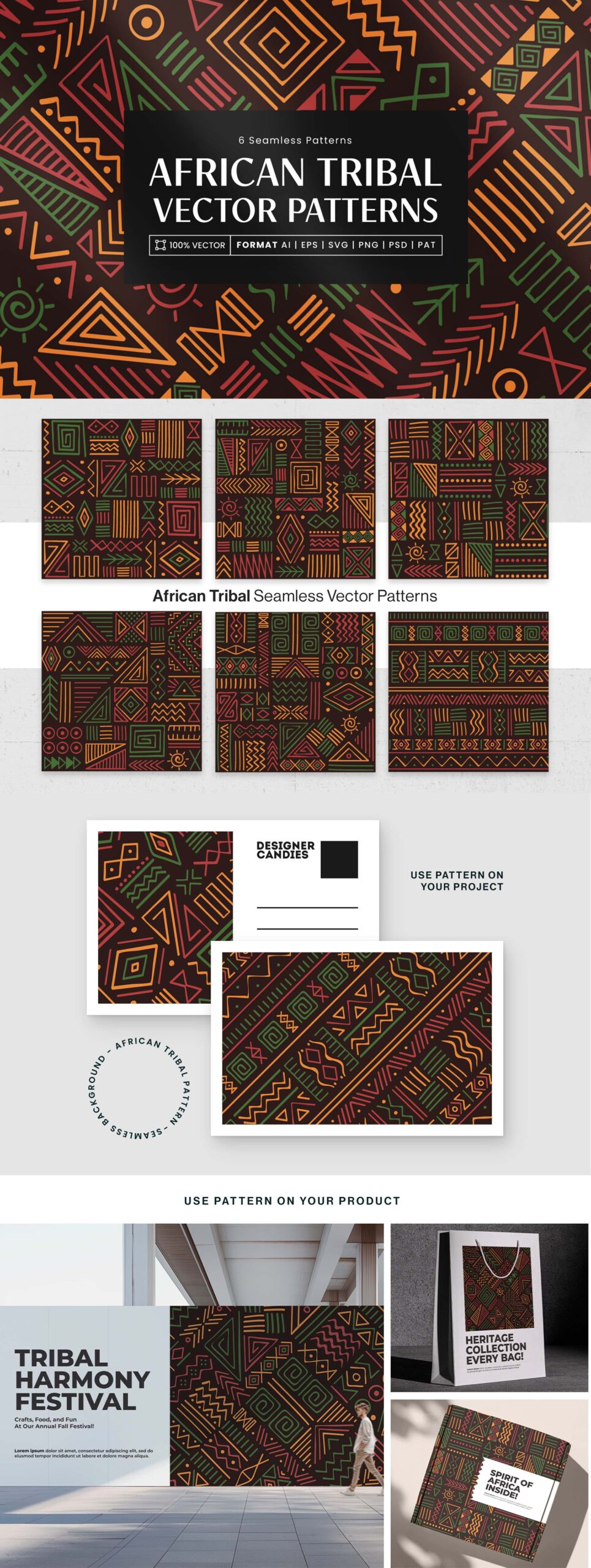African Tribal Patterns Set in Clipart PNG, Patterns Pat, Photoshop PSD, Illustrator Ai, Vector EPS & SVG