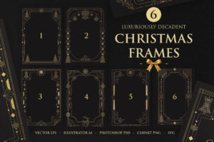 Christmas Borders & Frames Pack in Clipart PNG, Photoshop PSD, Illustrator Ai, Vector EPS & SVG
