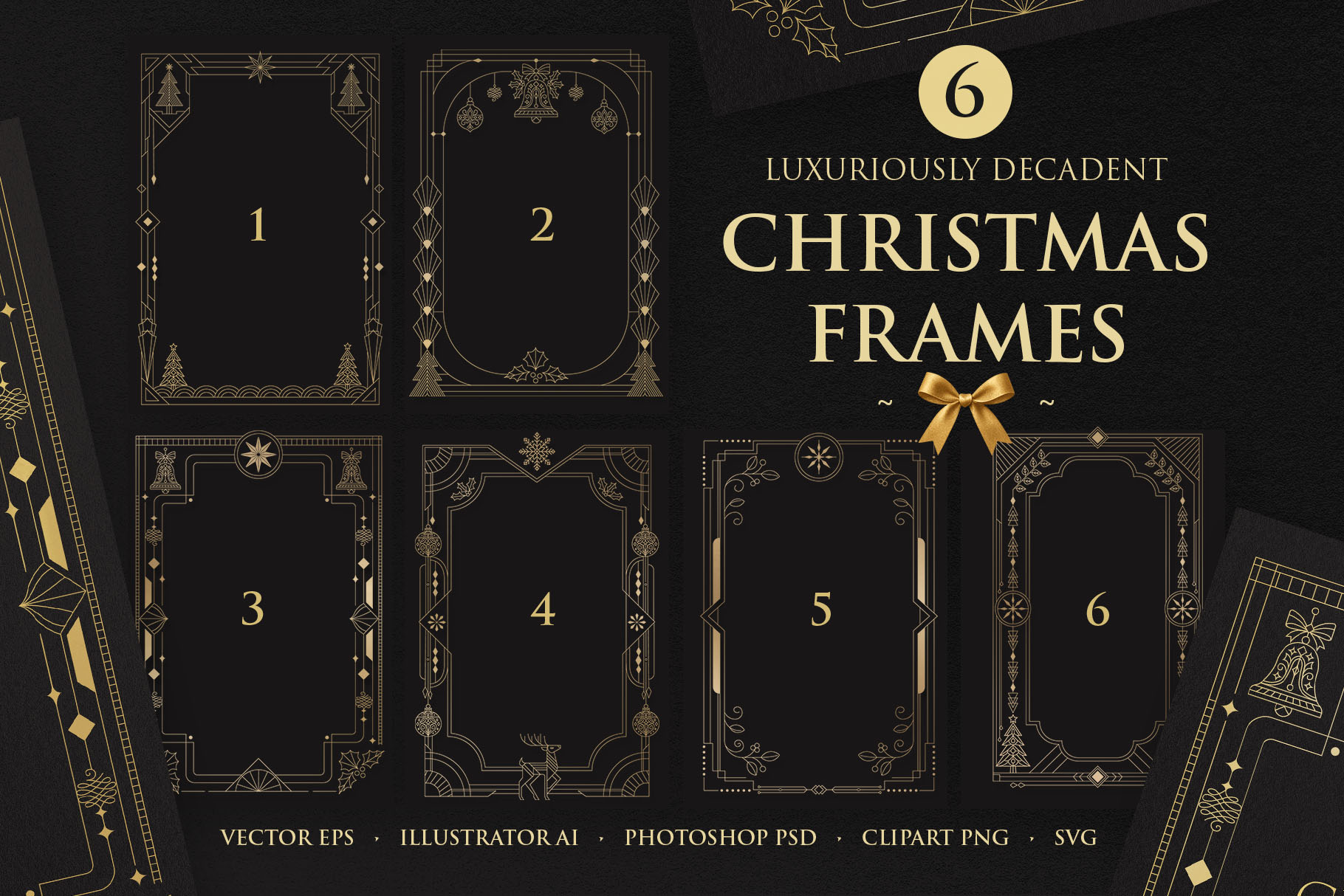 Christmas Borders & Frames Pack in Clipart PNG, Photoshop PSD, Illustrator Ai, Vector EPS & SVG