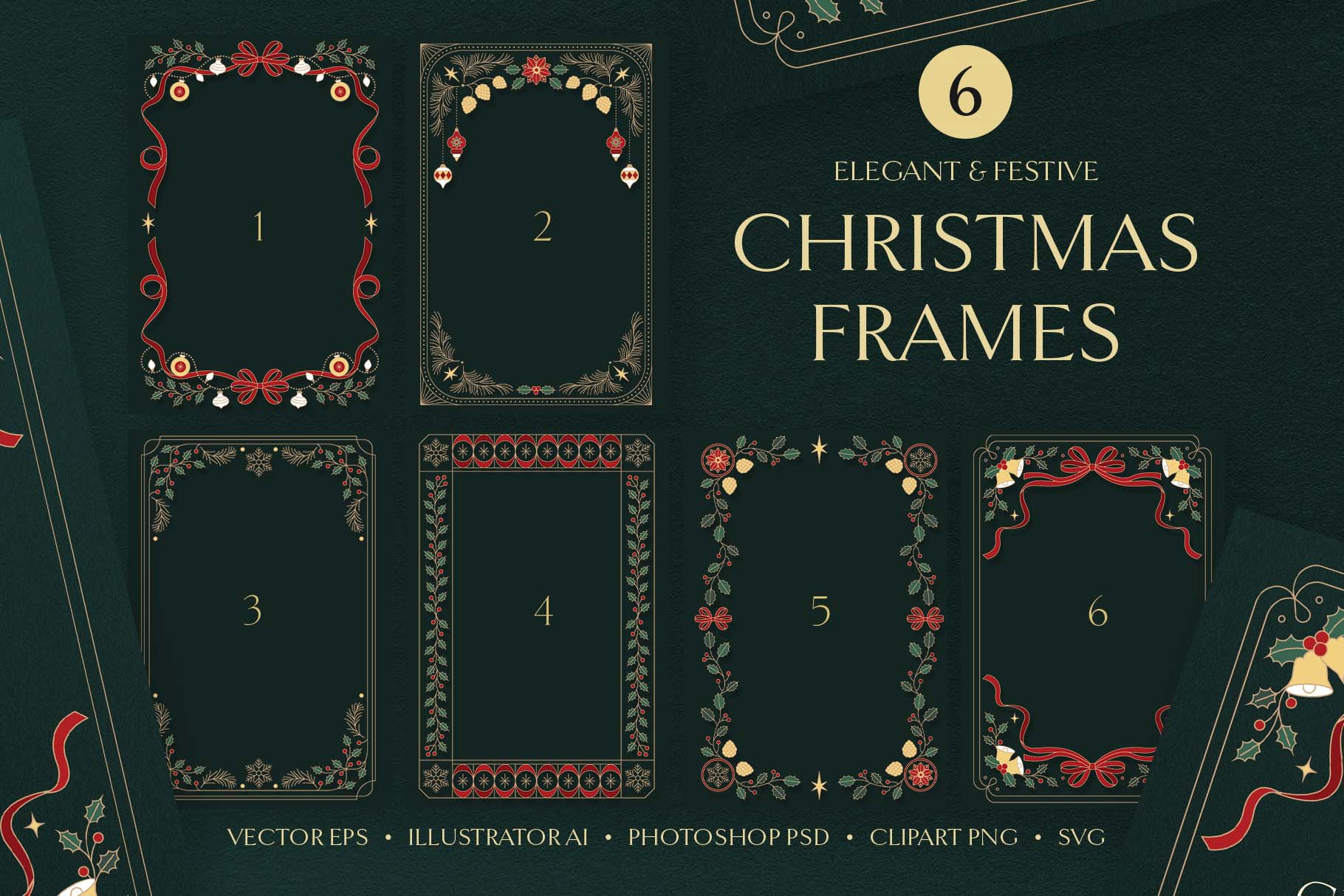 Christmas Borders & Frames in Clipart PNG, Photoshop PSD, Illustrator Ai, Vector EPS & SVG