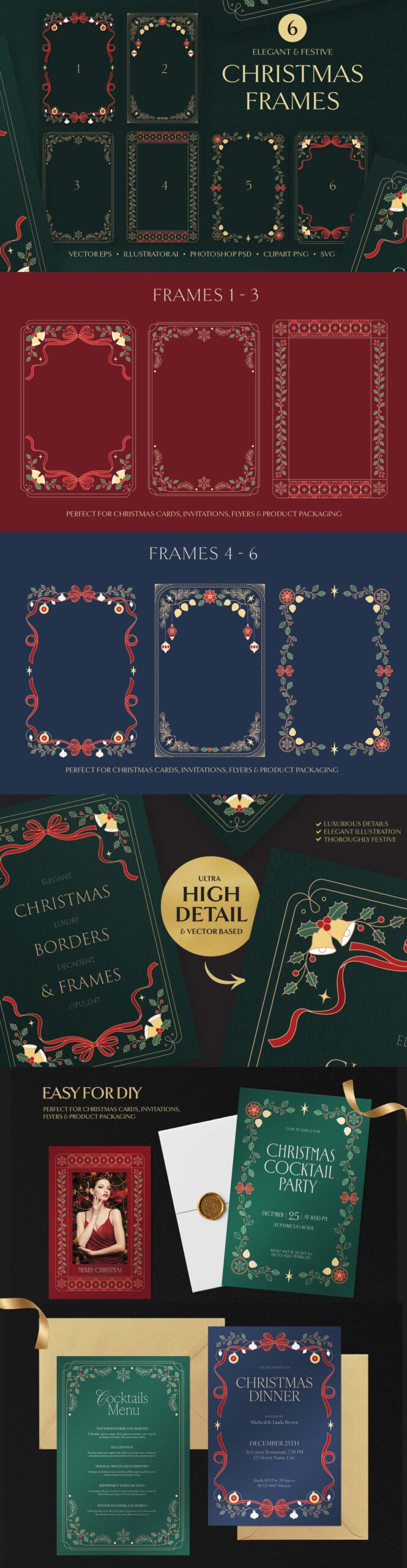 Christmas Borders & Frames in Clipart PNG, Photoshop PSD, Illustrator Ai, Vector EPS & SVG