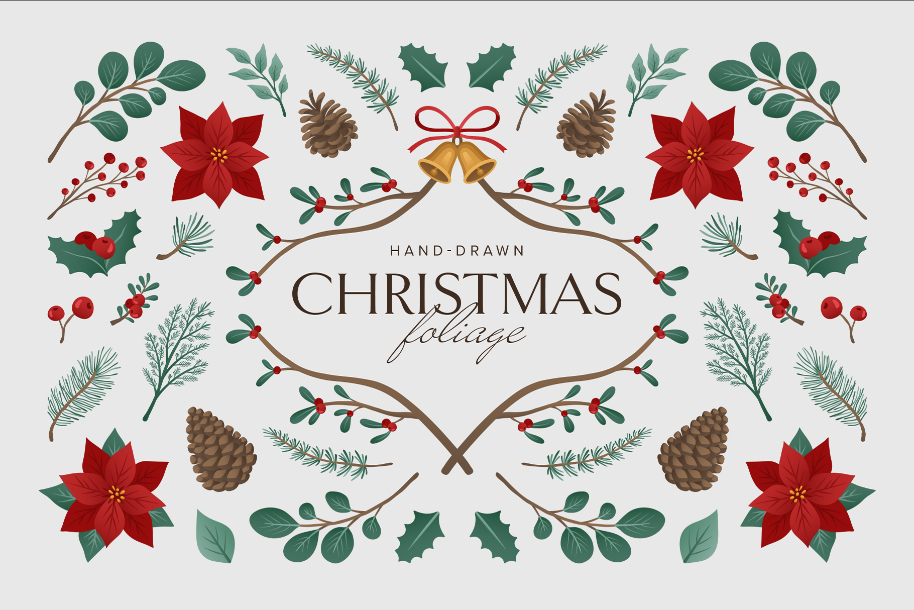 Christmas Foliage Graphics Pack in Clipart PNG, Photoshop PSD, Illustrator Ai, Vector EPS & SVG
