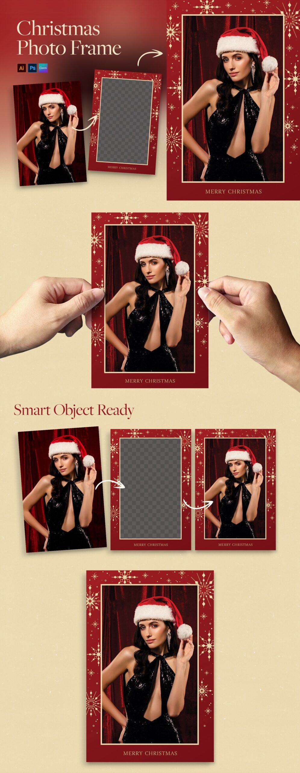 Christmas Photo Frame Template AI PSD EPS Canva