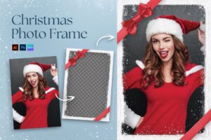 Christmas Photo Frame Template in Canva, AI, PSD and EPS