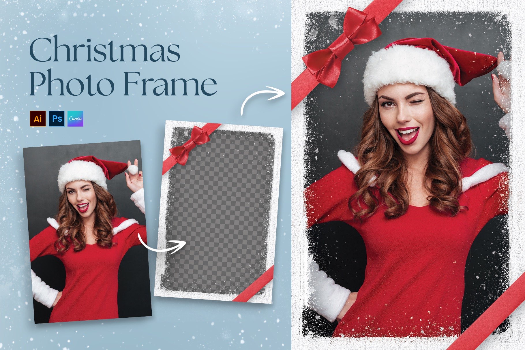 Christmas Photo Frame Template in Canva, AI, PSD and EPS