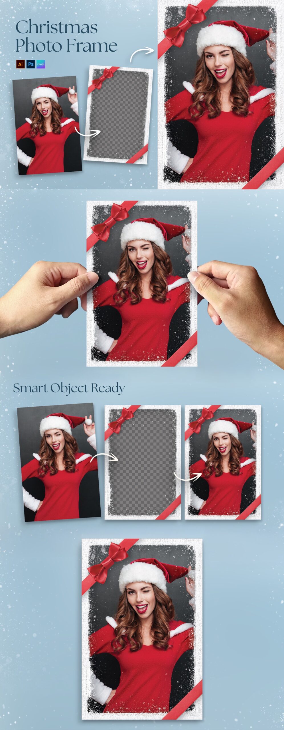 Christmas Photo Frame Template in Canva, AI, PSD and EPS