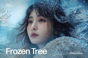Frozen Tree Border Photo Effect Template in Photoshop PSD