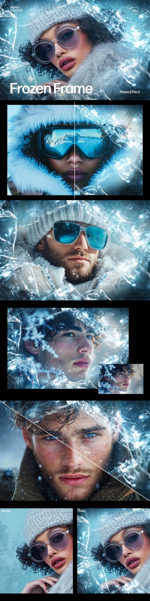 Frozen Winter Photo Effect Template in Photoshop PSD