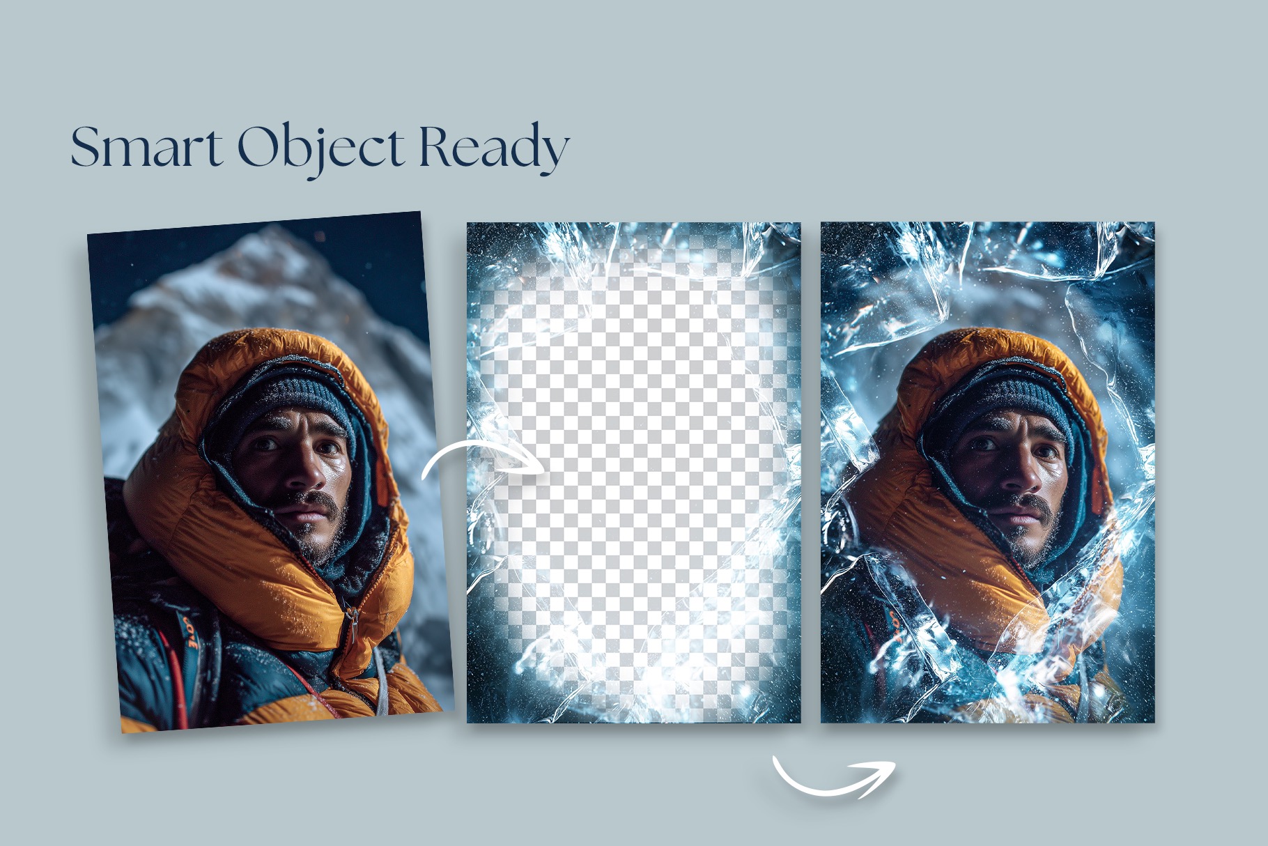 Frozen Winter Photo Frame Flyer Template in Canva, Clipart PNG & Photoshop PSD