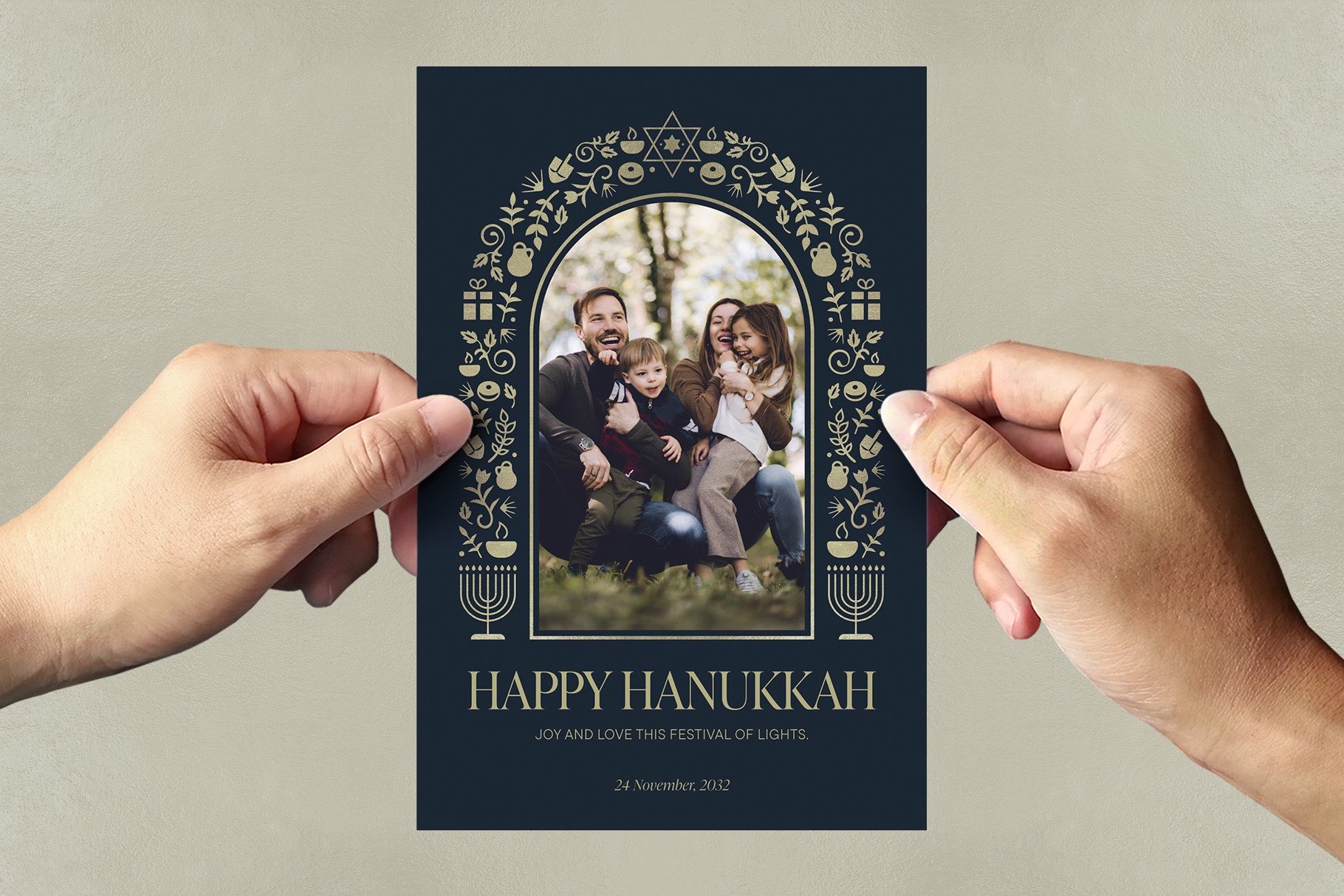 Hanukkah Photo Frame Template in Canva, Photoshop PSD, Illustrator Ai & Vector EPS