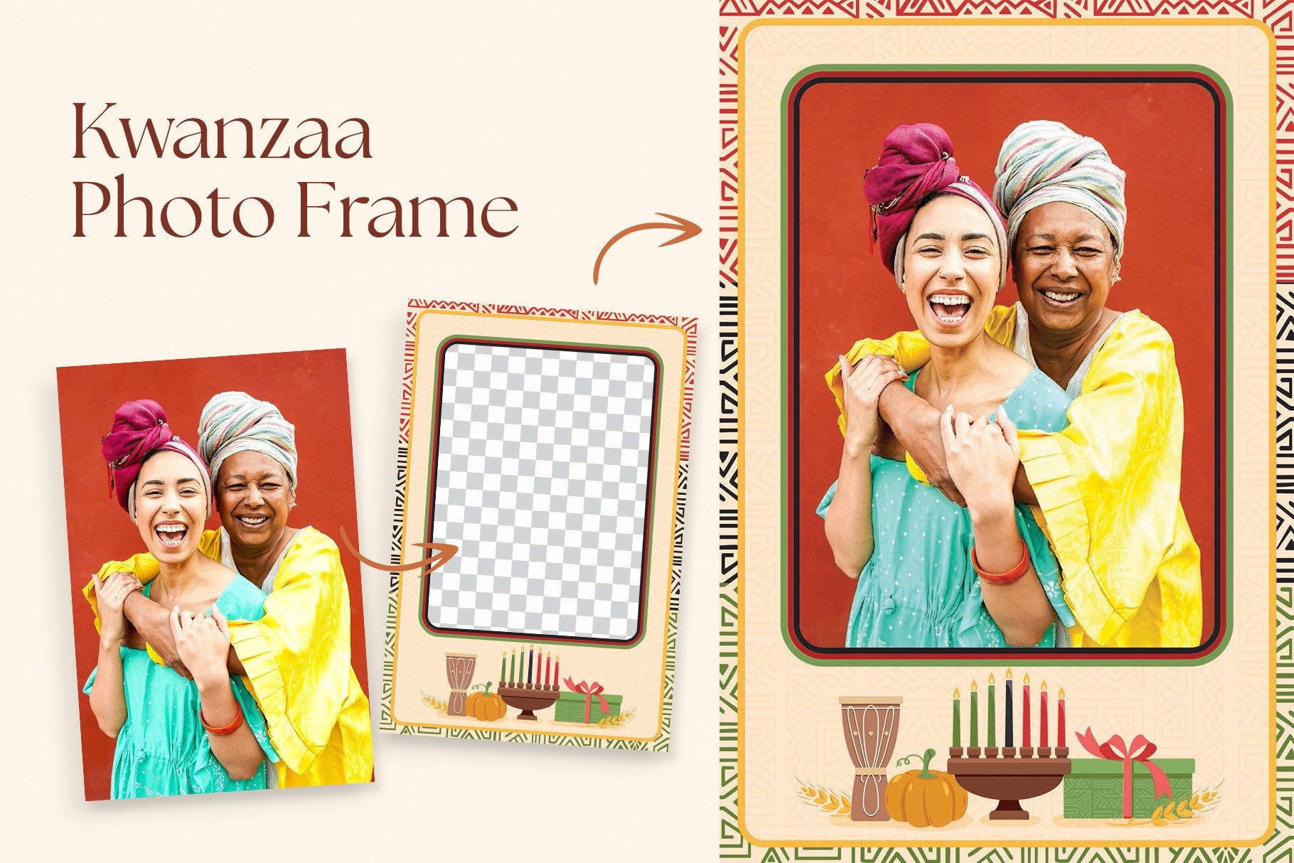 Kwanzaa Photo Frame Flyer Template in Canva, Photoshop PSD, Illustrator Ai & Vector EPS