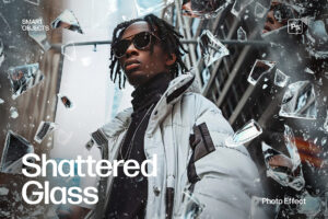 Shattered Glass Photo Effect Template in Photoshop PSD
