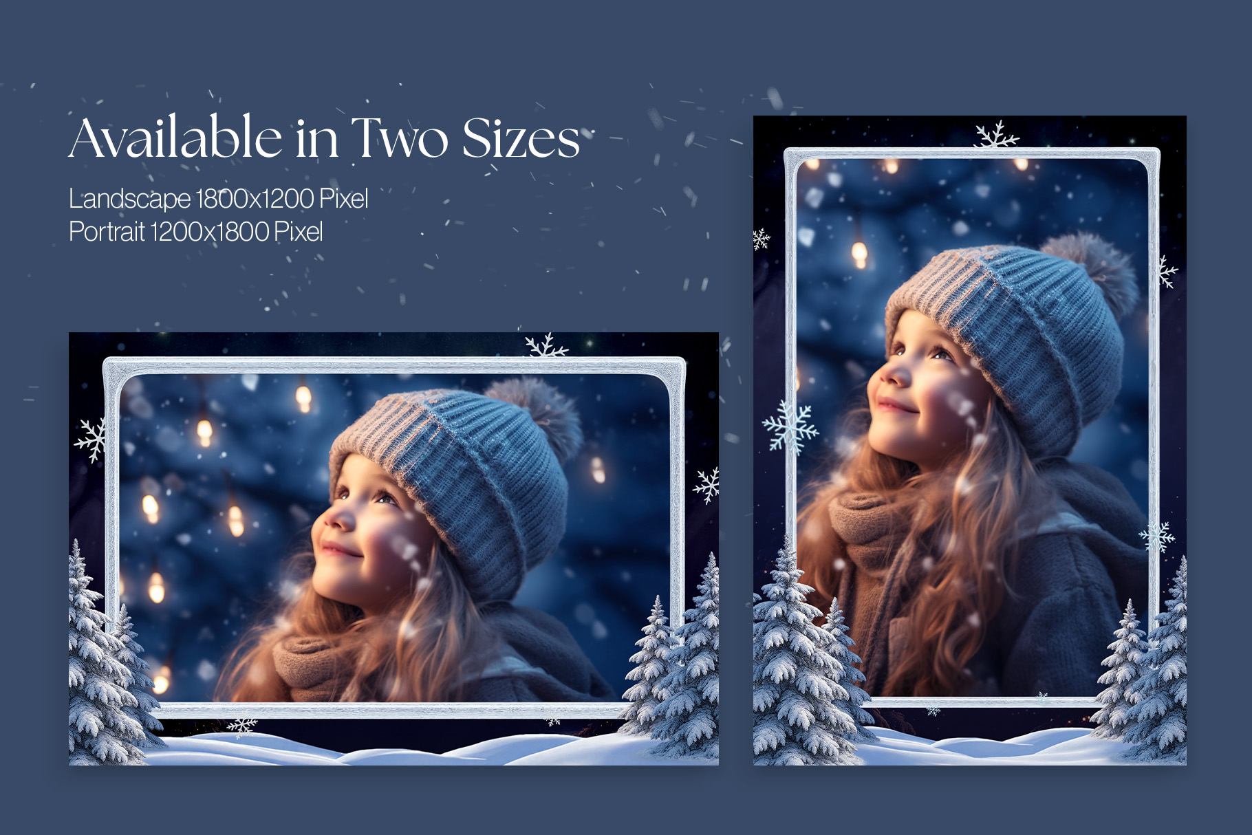 Winter Photo Frame Flyer Template in Canva, Clipart PNG & Photoshop PSD