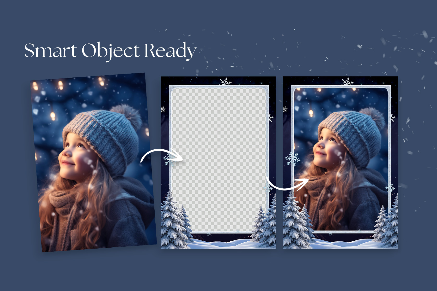 Winter Photo Frame Flyer Template in Canva, Clipart PNG & Photoshop PSD