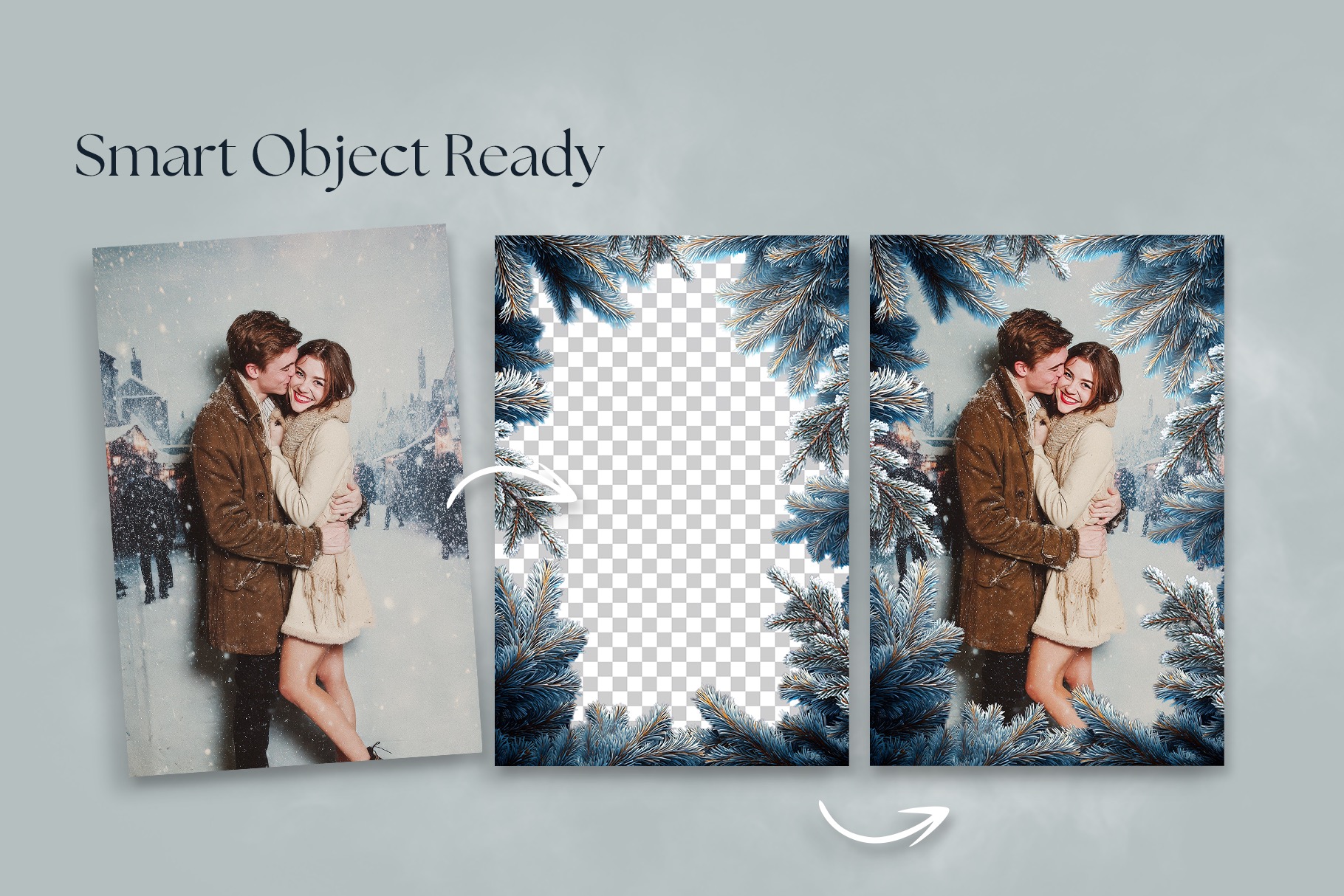 Winter Photo Frame Flyer Template in Canva, Clipart PNG & Photoshop PSD