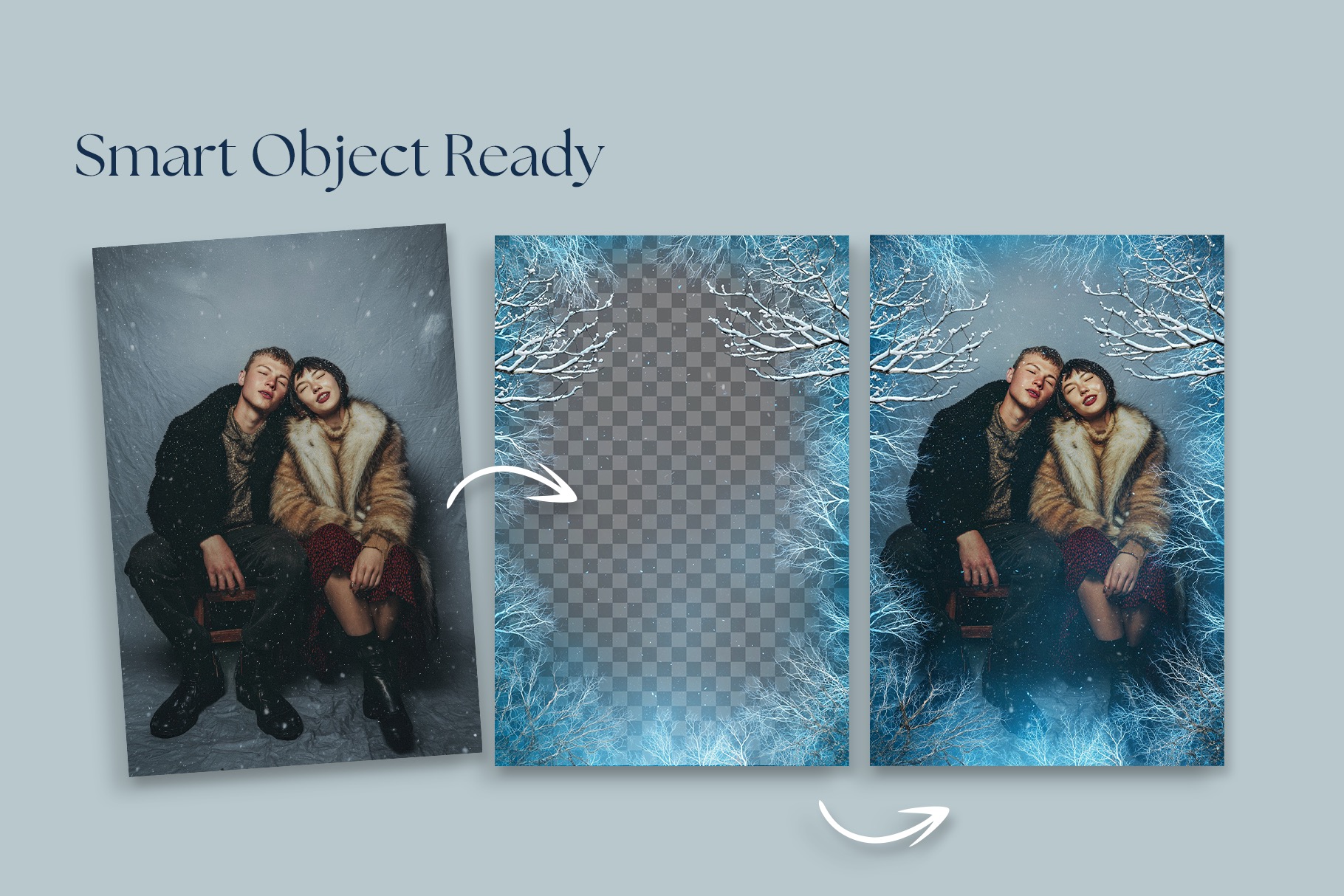 Winter Photo Frame Flyer Template in Canva, Clipart PNG & Photoshop PSD