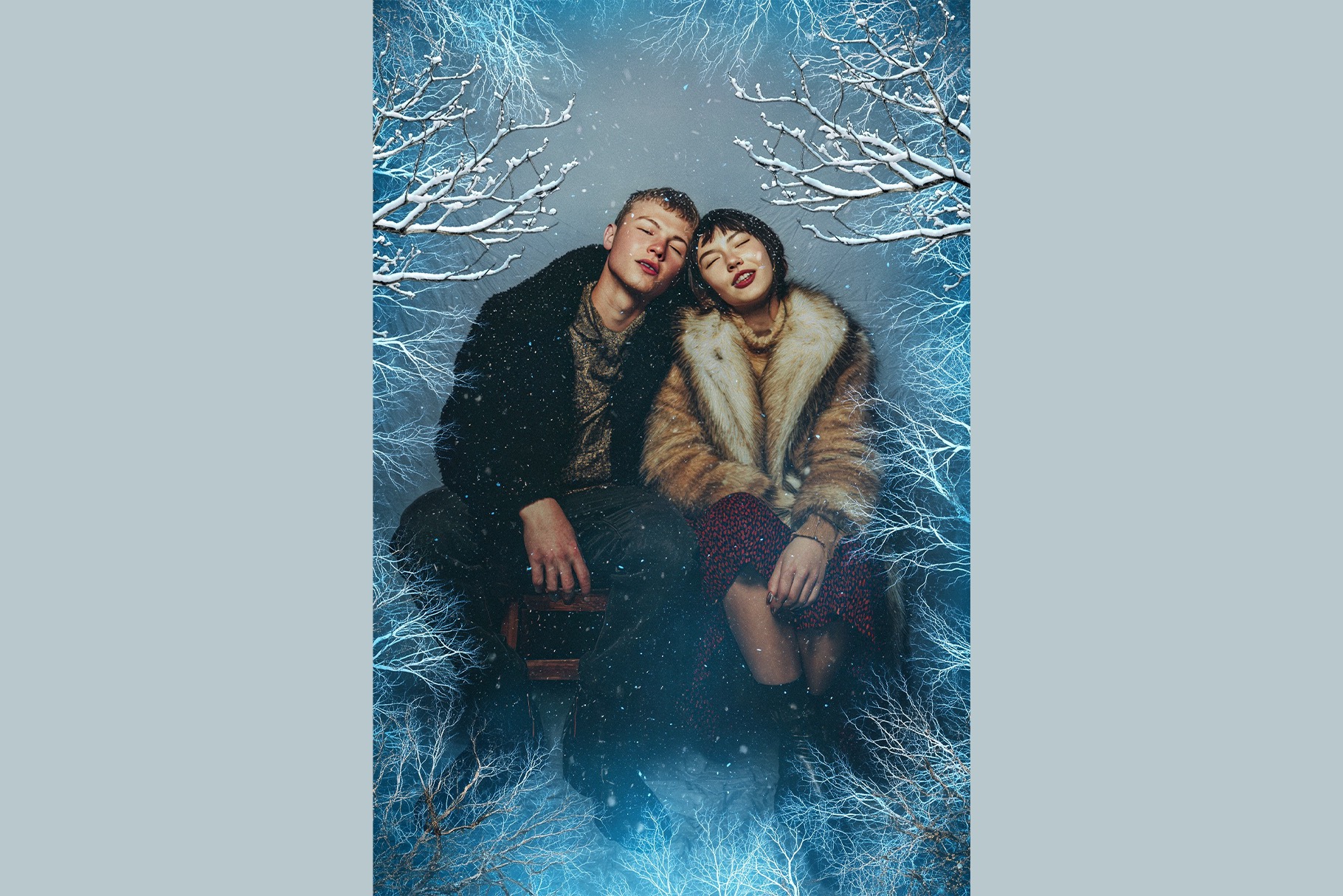 Winter Photo Frame Flyer Template in Canva, Clipart PNG & Photoshop PSD