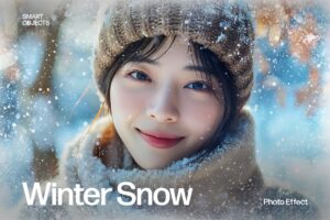Winter Snow Photo Effect Template in Photoshop PSD
