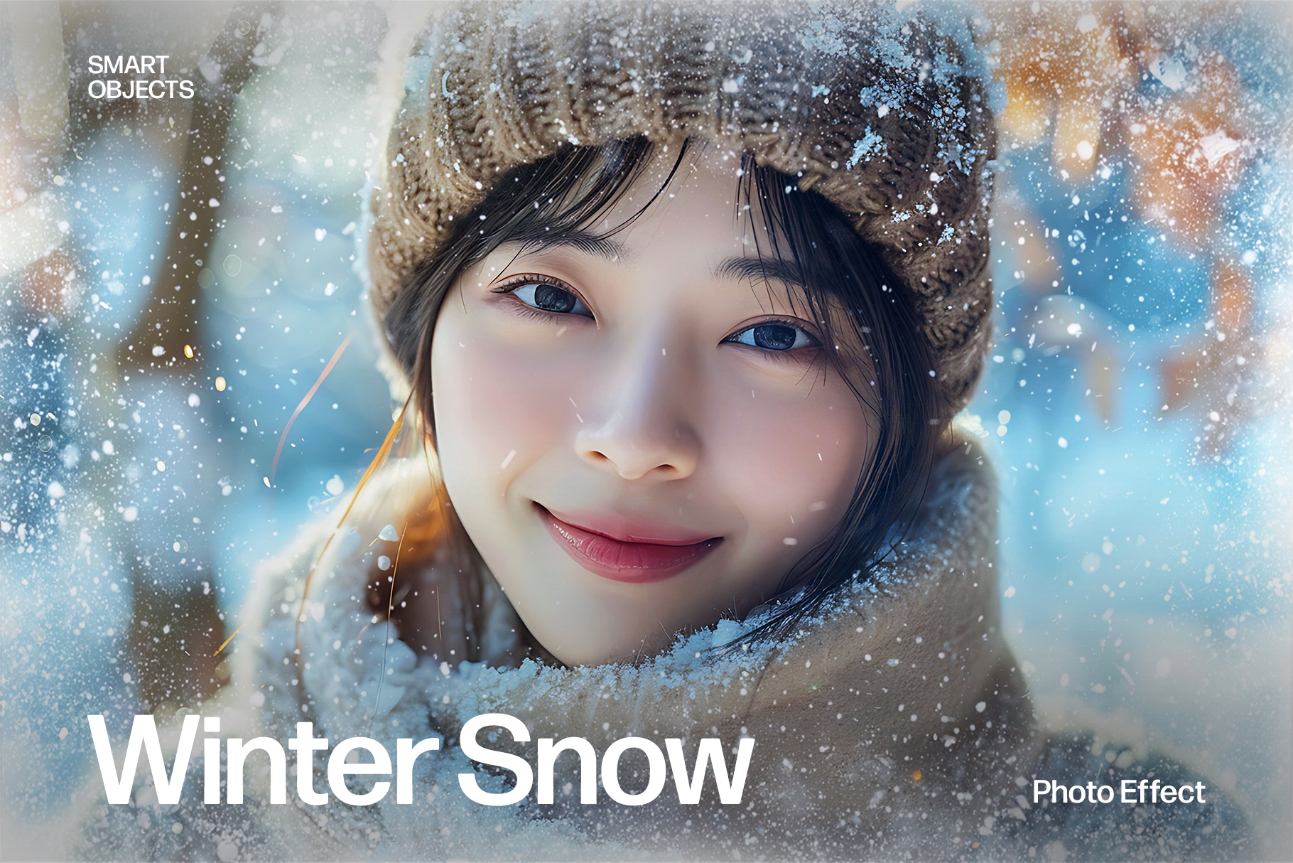 Winter Snow Photo Effect Template in Photoshop PSD