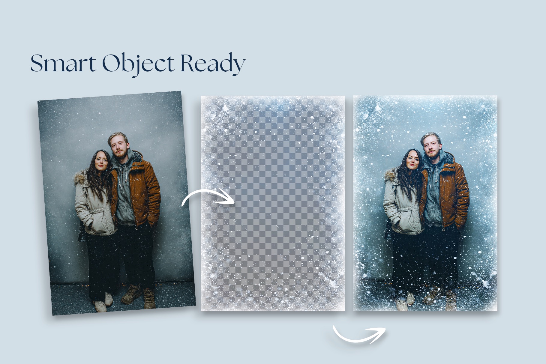 Winter Snow Photo Frame Flyer Template in Canva, Clipart PNG & Photoshop PSD