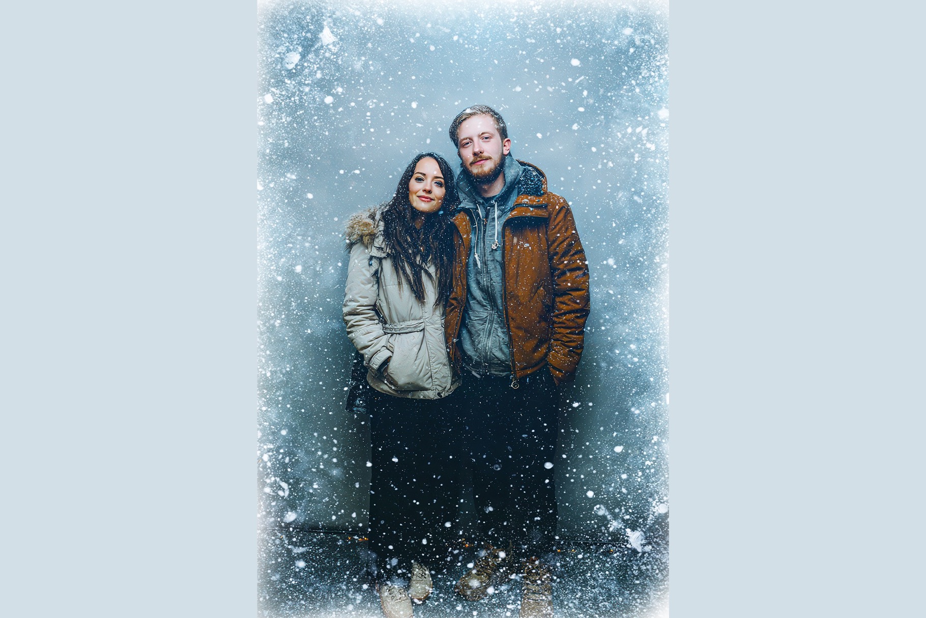 Winter Snow Photo Frame Flyer Template in Canva, Clipart PNG & Photoshop PSD