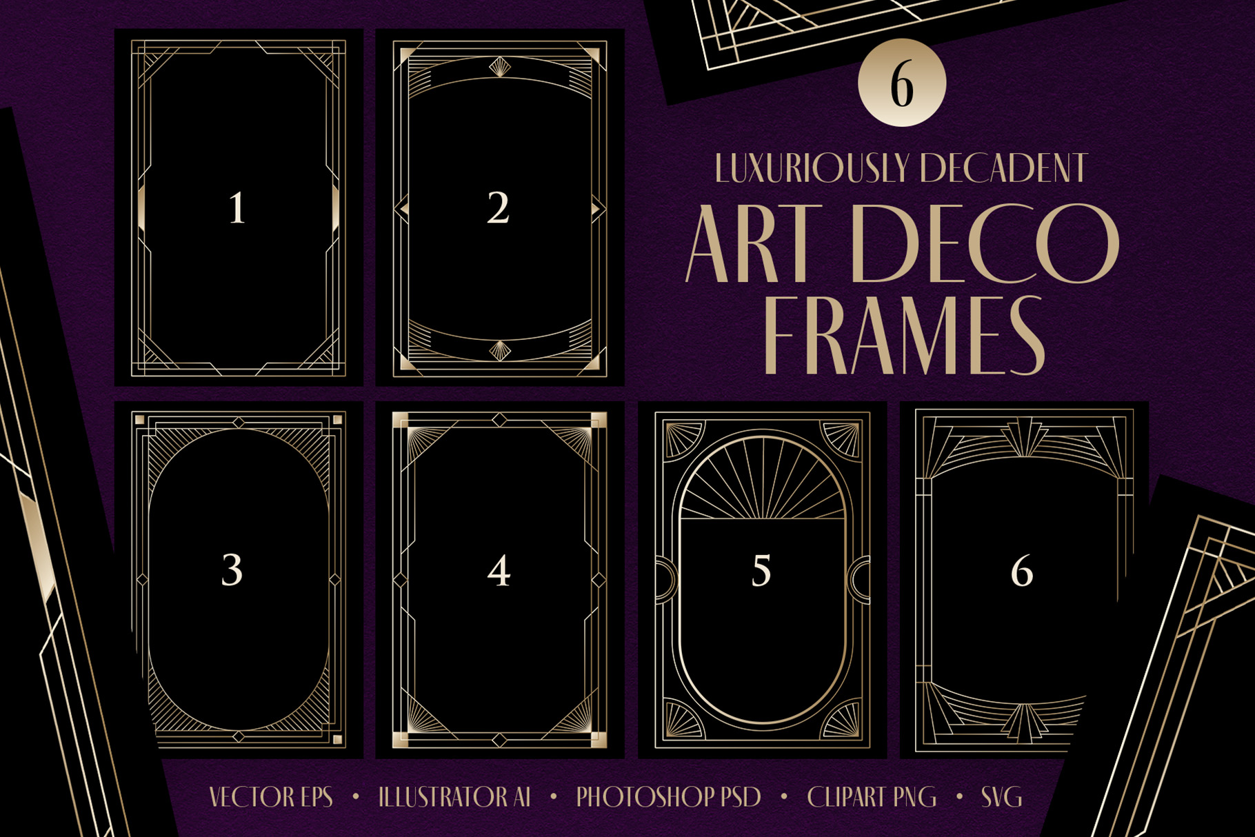 Art Deco Border & Frames in PNG AI PSD EPS SVG