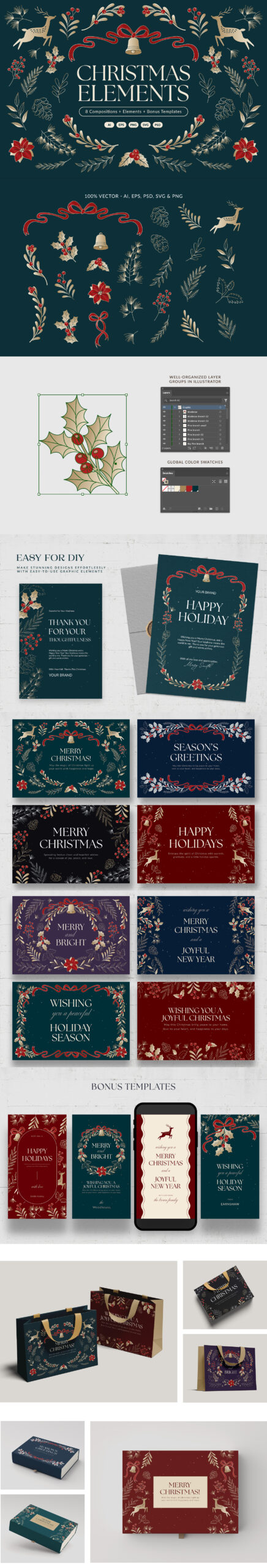 Christmas Compositions in Canva AI PSD EPS SVG