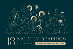 Christmas Nativity Scene Graphics in PNG AI PSD EPS SVG
