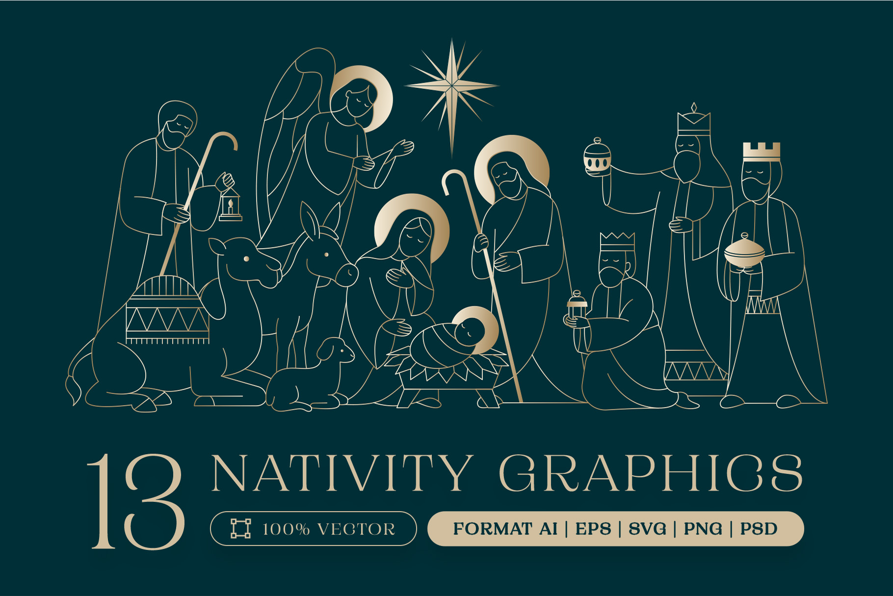 Christmas Nativity Scene Graphics in PNG AI PSD EPS SVG