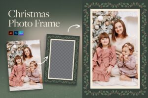 Christmas Photo Frame Template in Canva AI PSD EPS