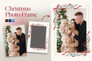 Christmas Photo Frame Template in Canva AI PSD EPS