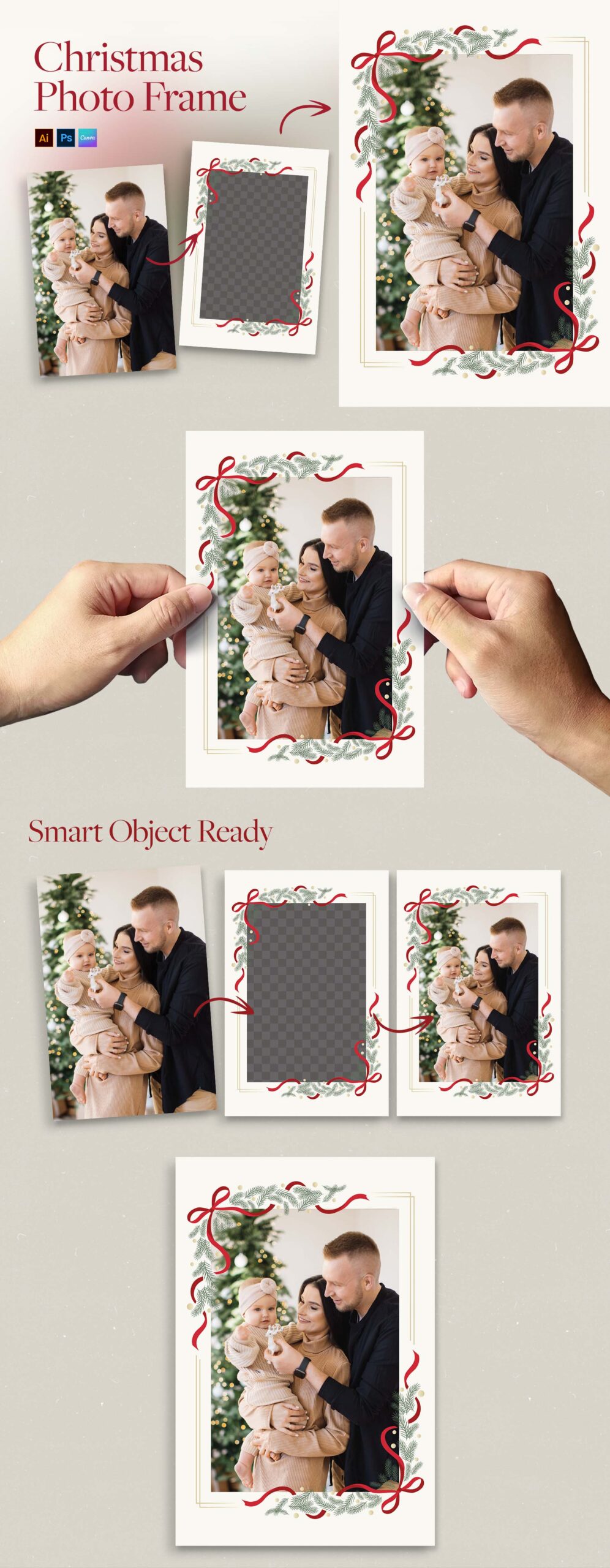 Christmas Photo Frame Template in Canva AI PSD EPS