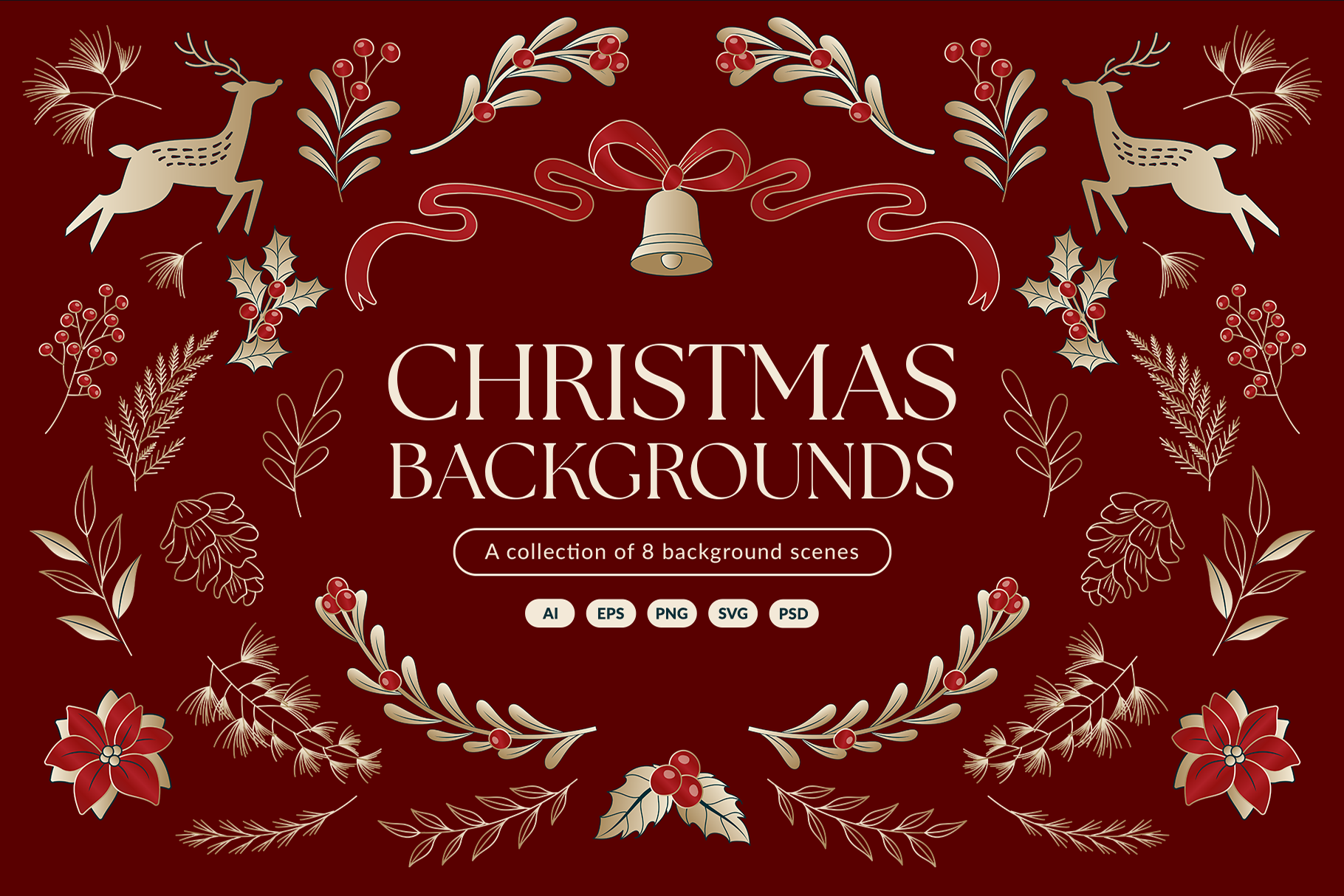 Christmas Backgrounds in PNG AI PSD EPS SVG