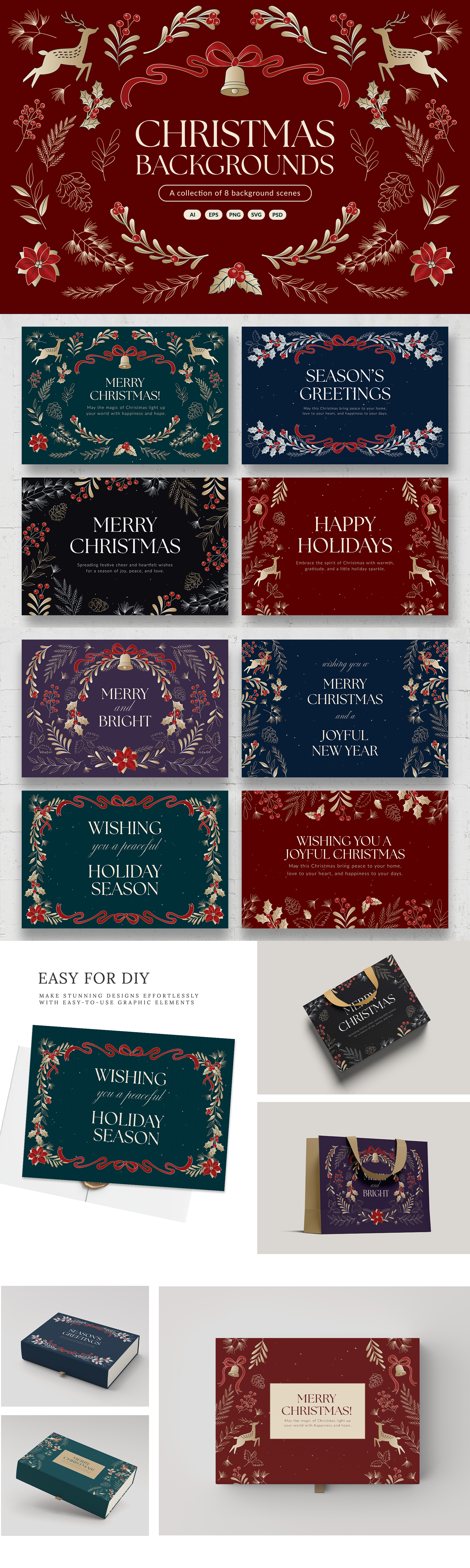 Christmas Backgrounds in PNG AI PSD EPS SVG