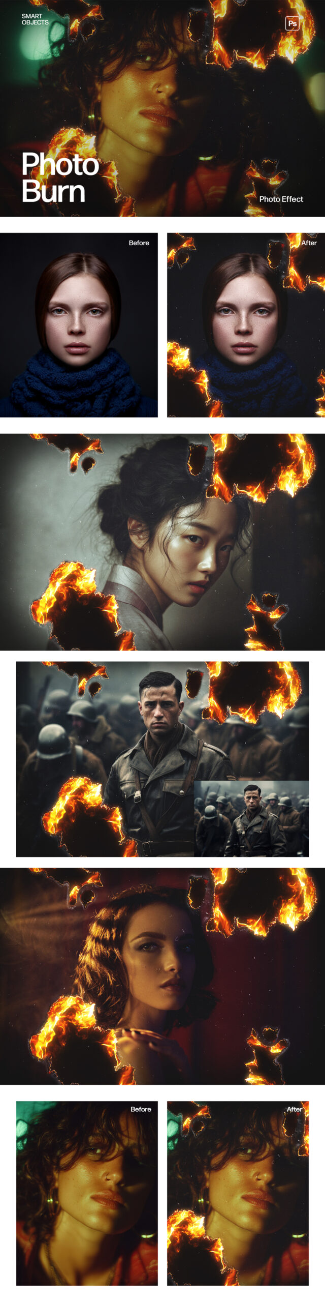 Burnt Paper & Burning Photo Effect Template in PSD