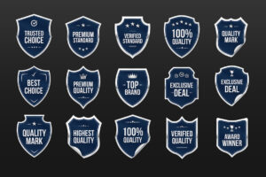 Shield Label Badge Vector Illustration Set in Canva, PNG, AI, PSD, EPS and SVG